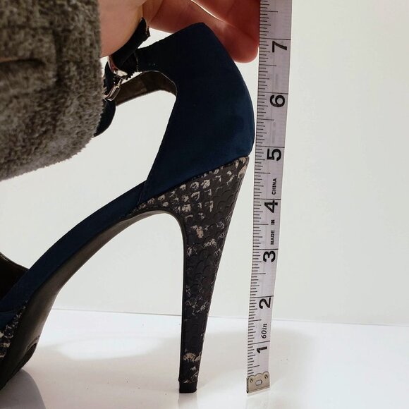 CARLOS SANTANA Galaxy Turquoise Snake Print Heels 8 Platform Peep Toe Sandals - Picture 14 of 14